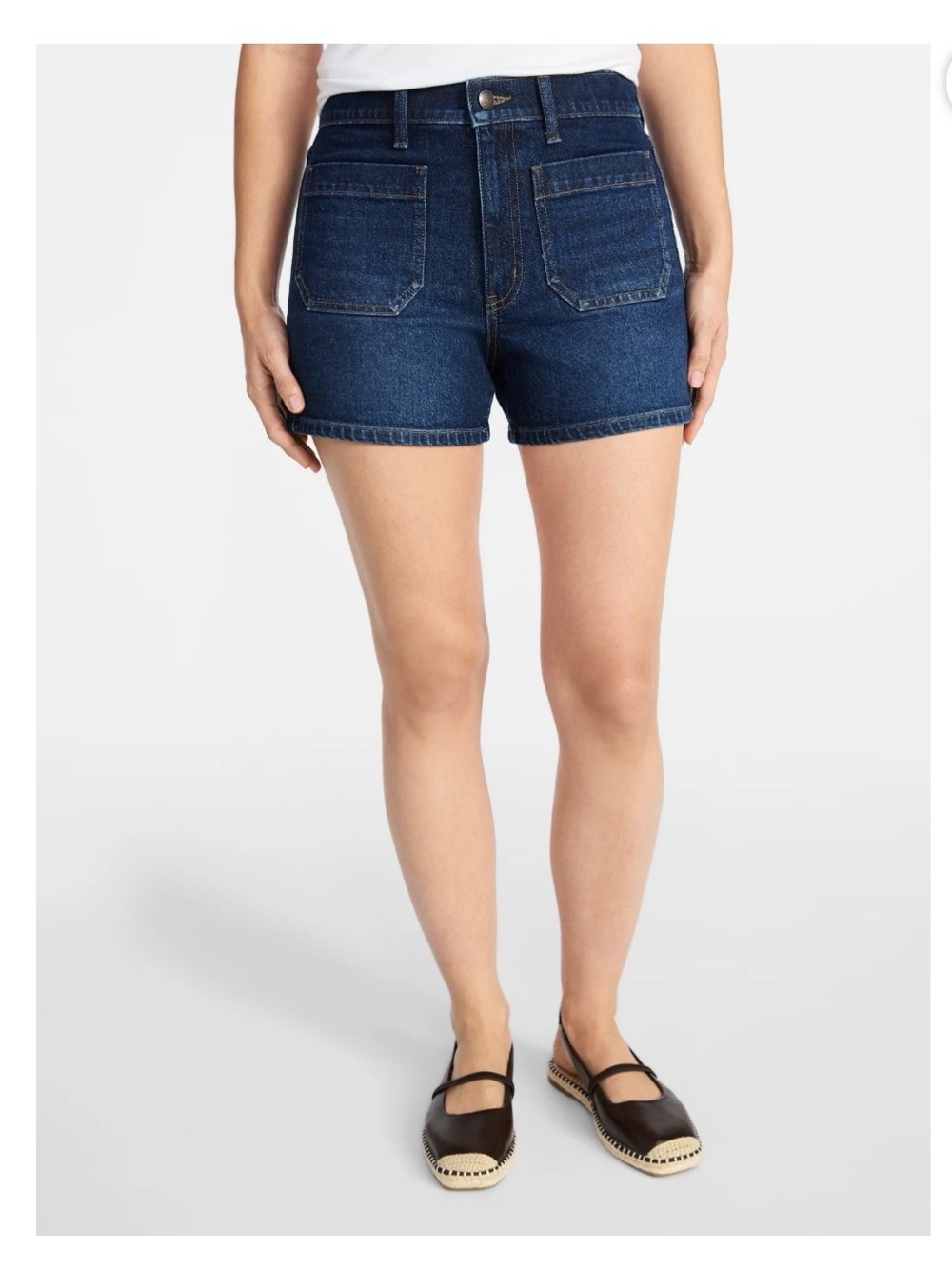 Time and Tru Dark Blue High-Rise Denim Shorts